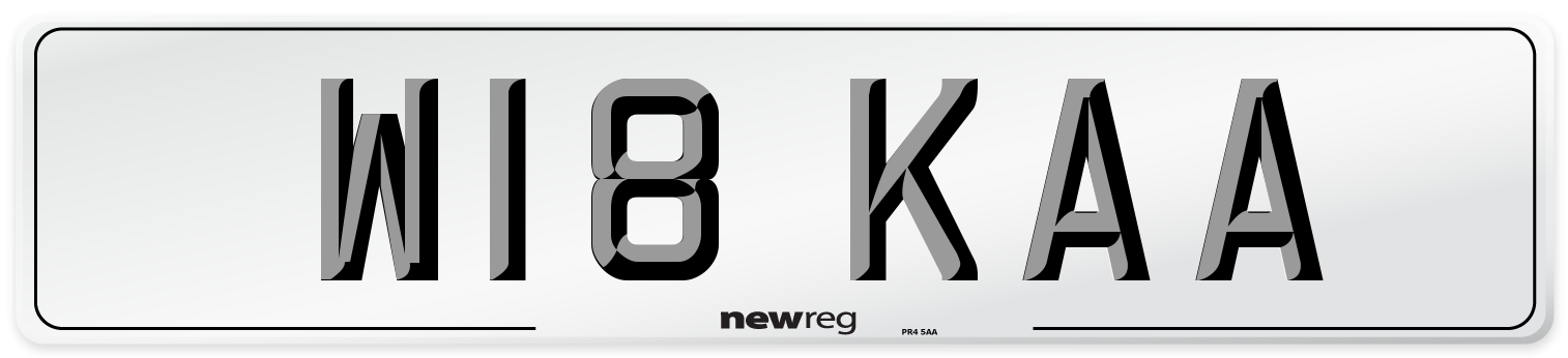 W18 KAA Number Plate from New Reg